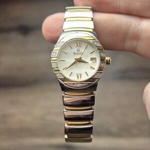 Vintage BULOVA Women's Watch‎ Tone c976856 Works Perfect